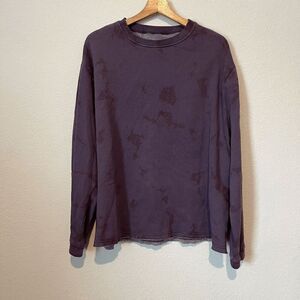 Alphalete Purple Tie Dye Washed Raw Cut Pullover Sweatshirt Size Large